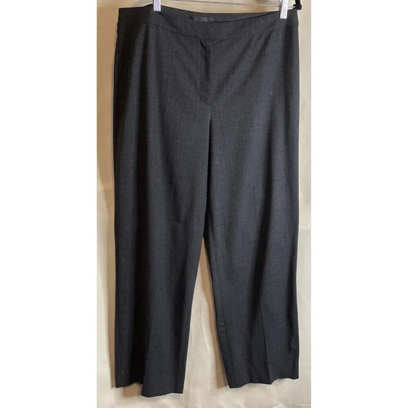 St John Women’s 12 Diana Wool Blend Dress Pants Wide Leg Pleated Gray High Rise - Picture 1 of 11